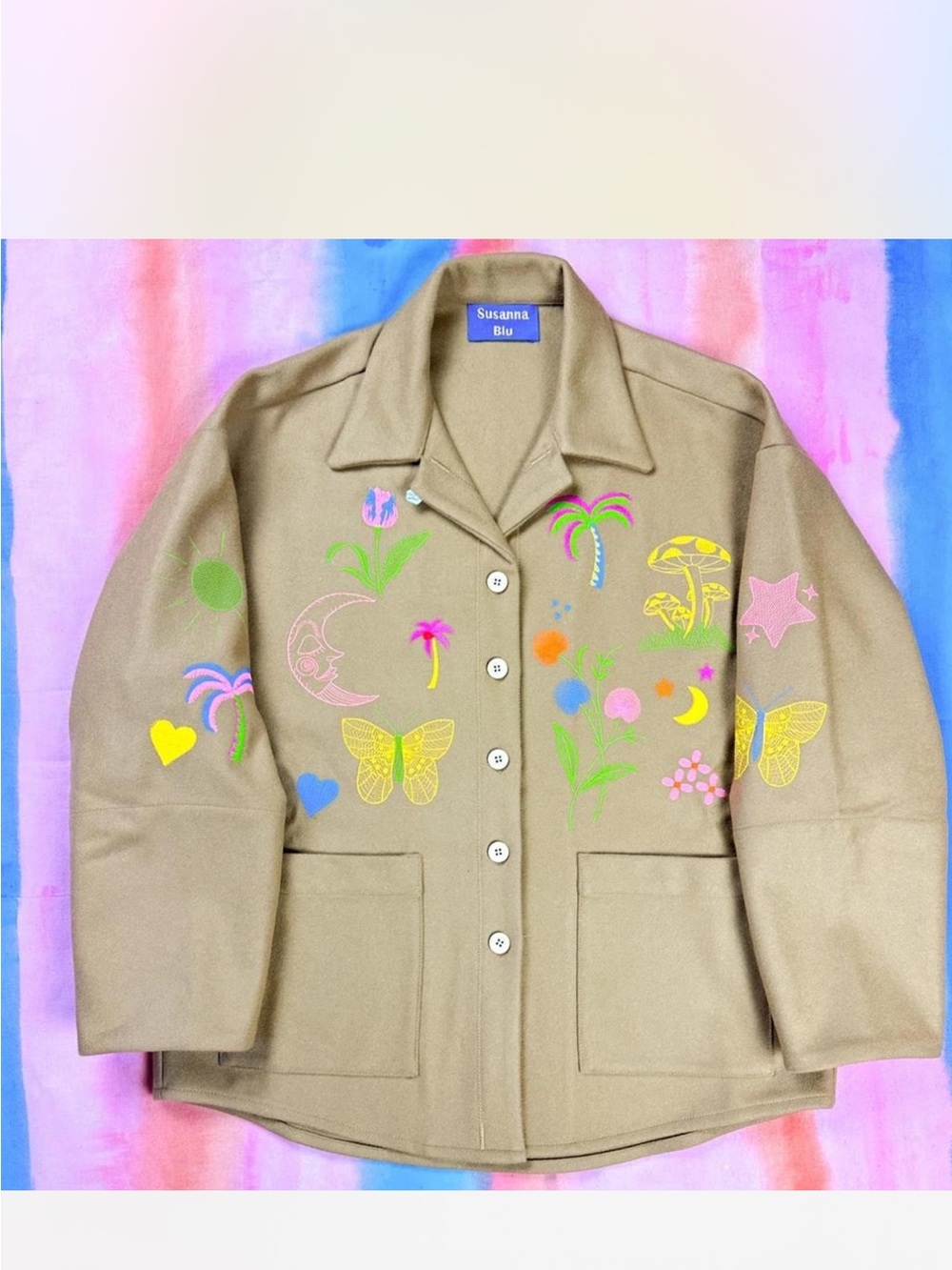 Susanna Blu Embroidered Wool Jacket